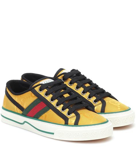 gucci mens shoes black with yellow gucci|gucci yellow sneakers.